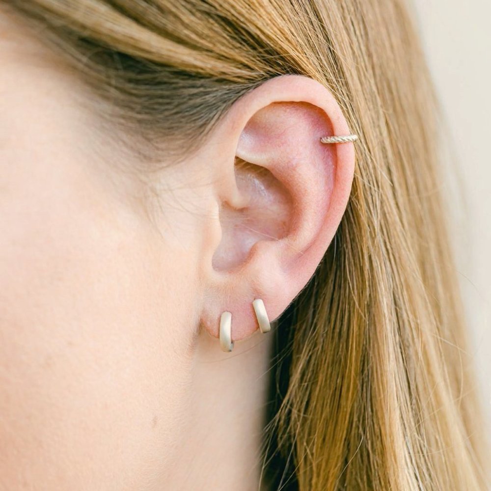 Chunky silver hoop earrings